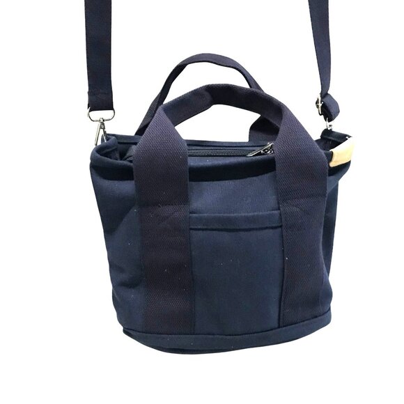 LANDS END Canvas Bag Lot 2 Small Navy & Natural Crossbody Strap - Picture 2 of 16